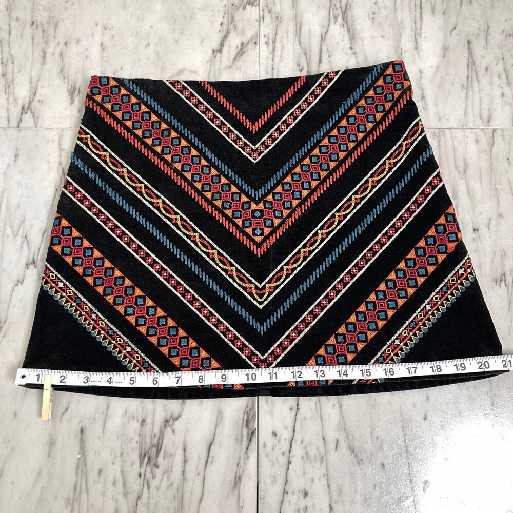 Rockin C Embroidered Mini Skirt Women’s Large Black Southwestern Boho Cotton - Picture 9 of 11